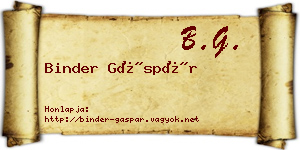 Binder Gáspár névjegykártya